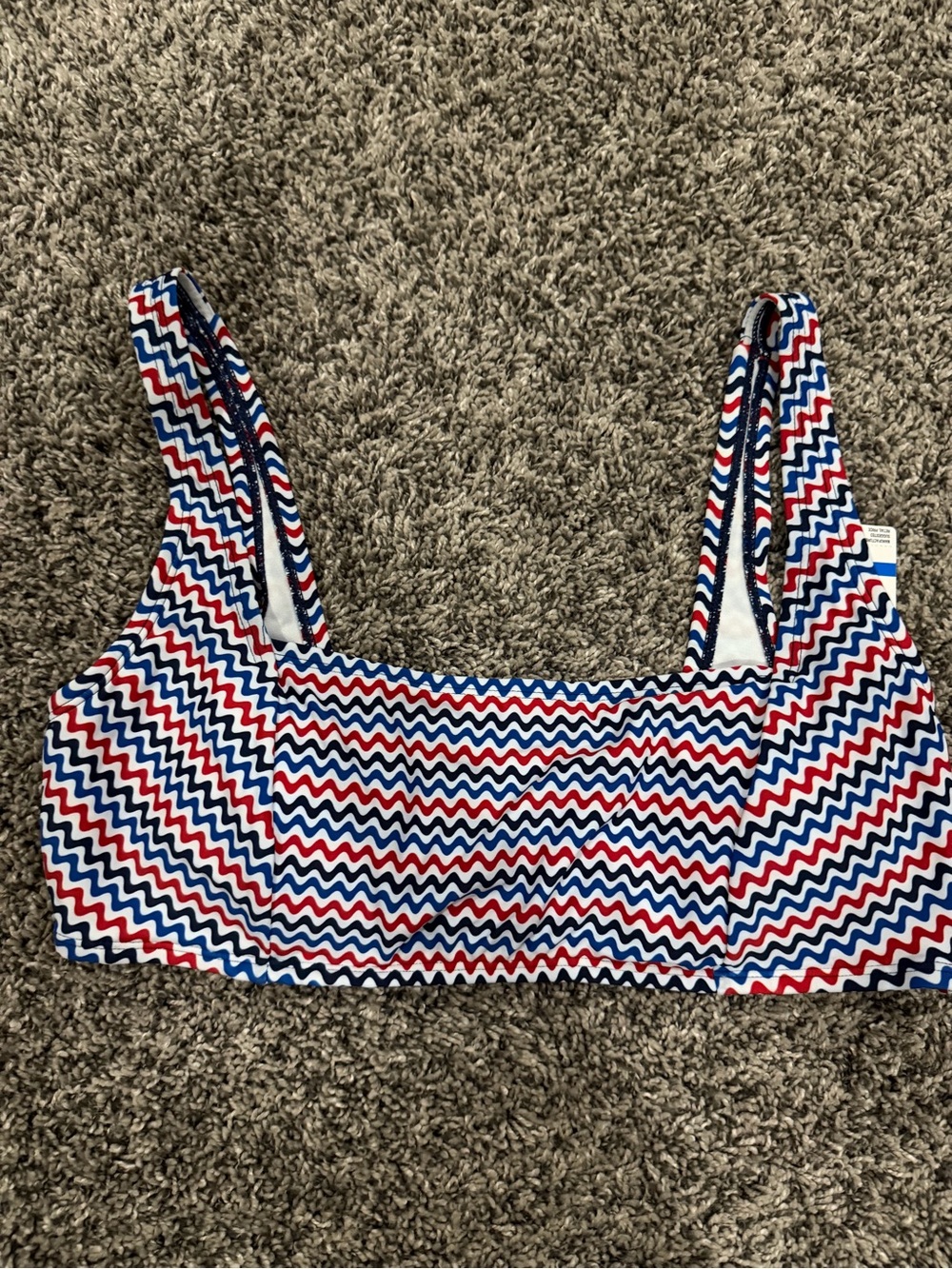 Women's Red, White & Blue Zigzag Swim Bikini Top